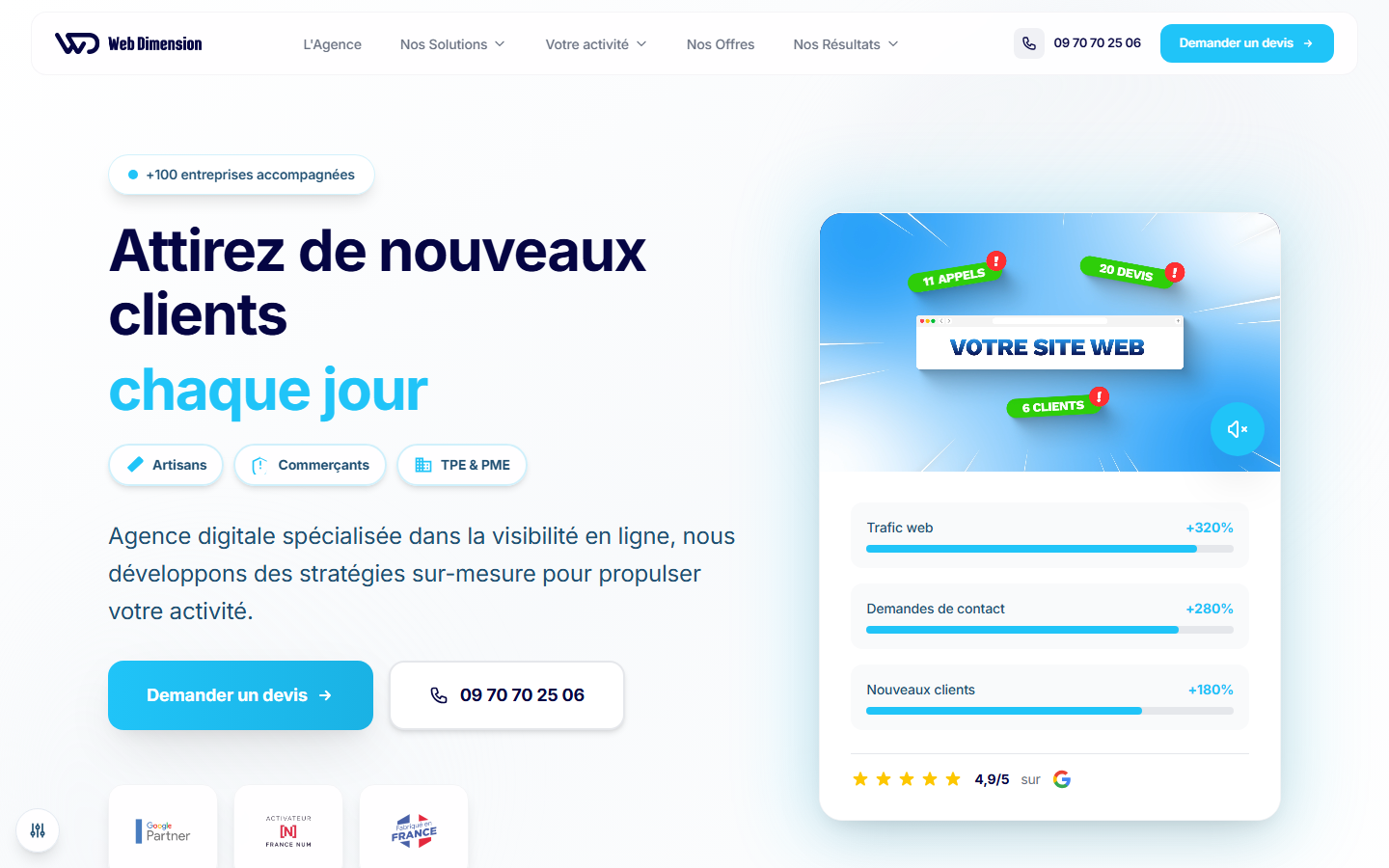 Aperçu du site de Web Dimension