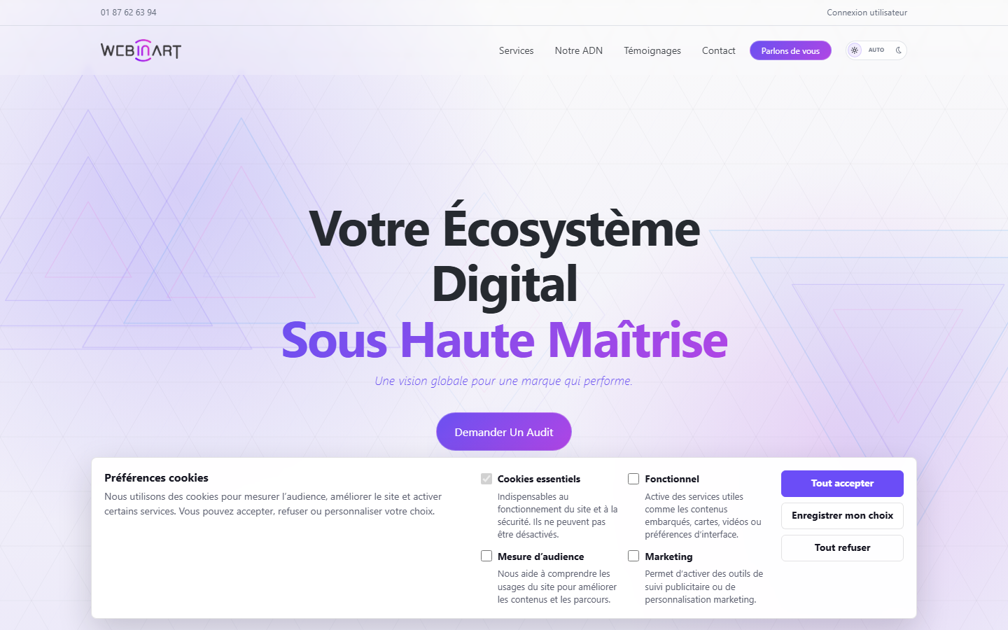 Aperçu du site de Webinart Communication