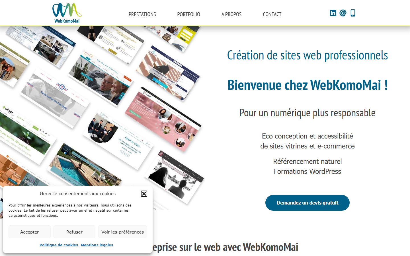 Aperçu du site de Webkomomai