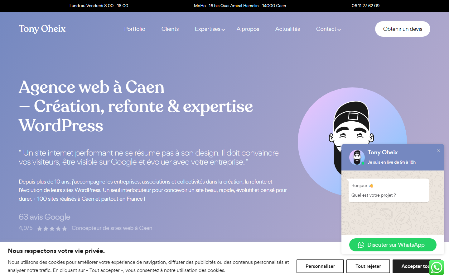 Aperçu du site de Tony Oheix