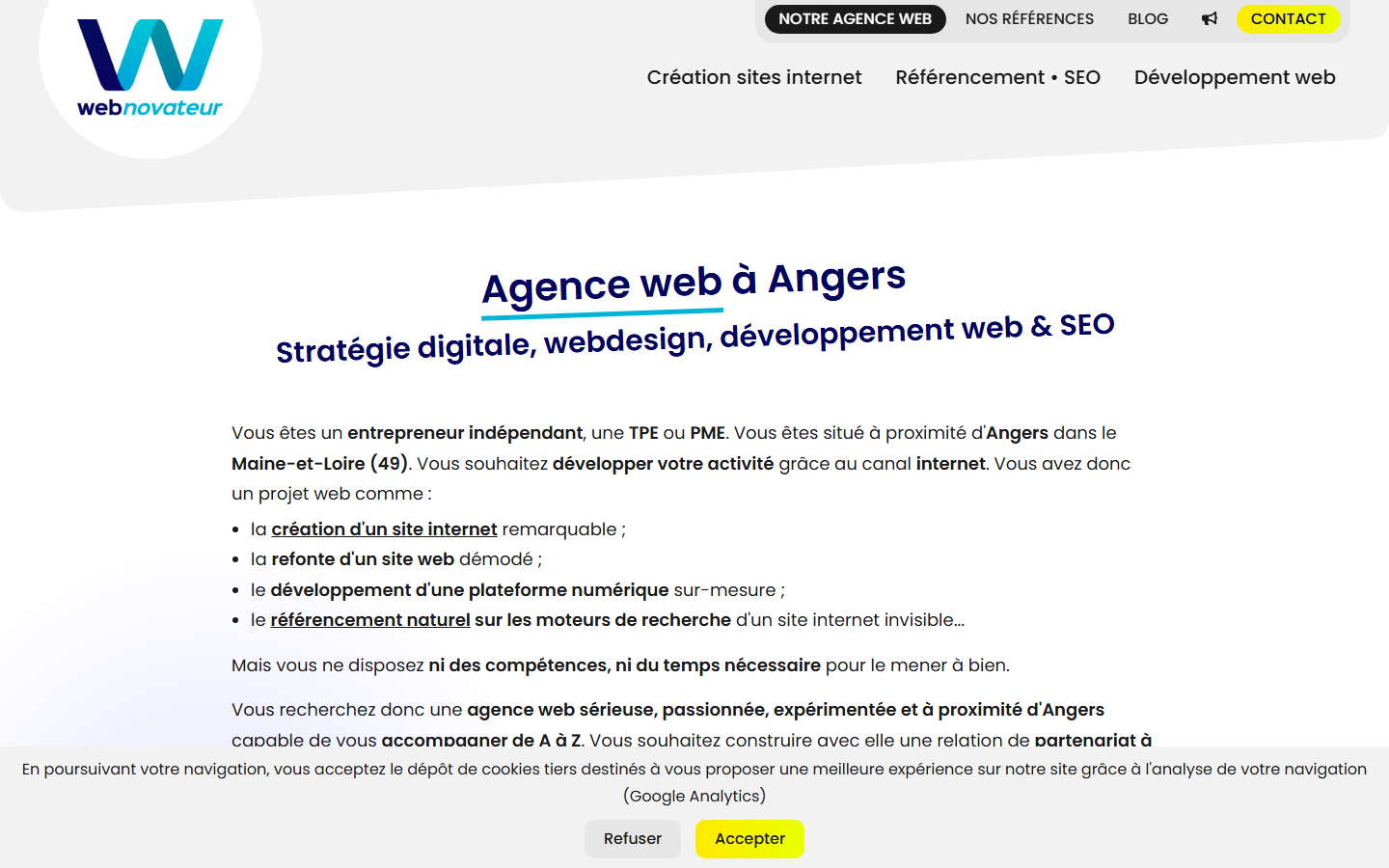 Aperçu du site de Web Novateur