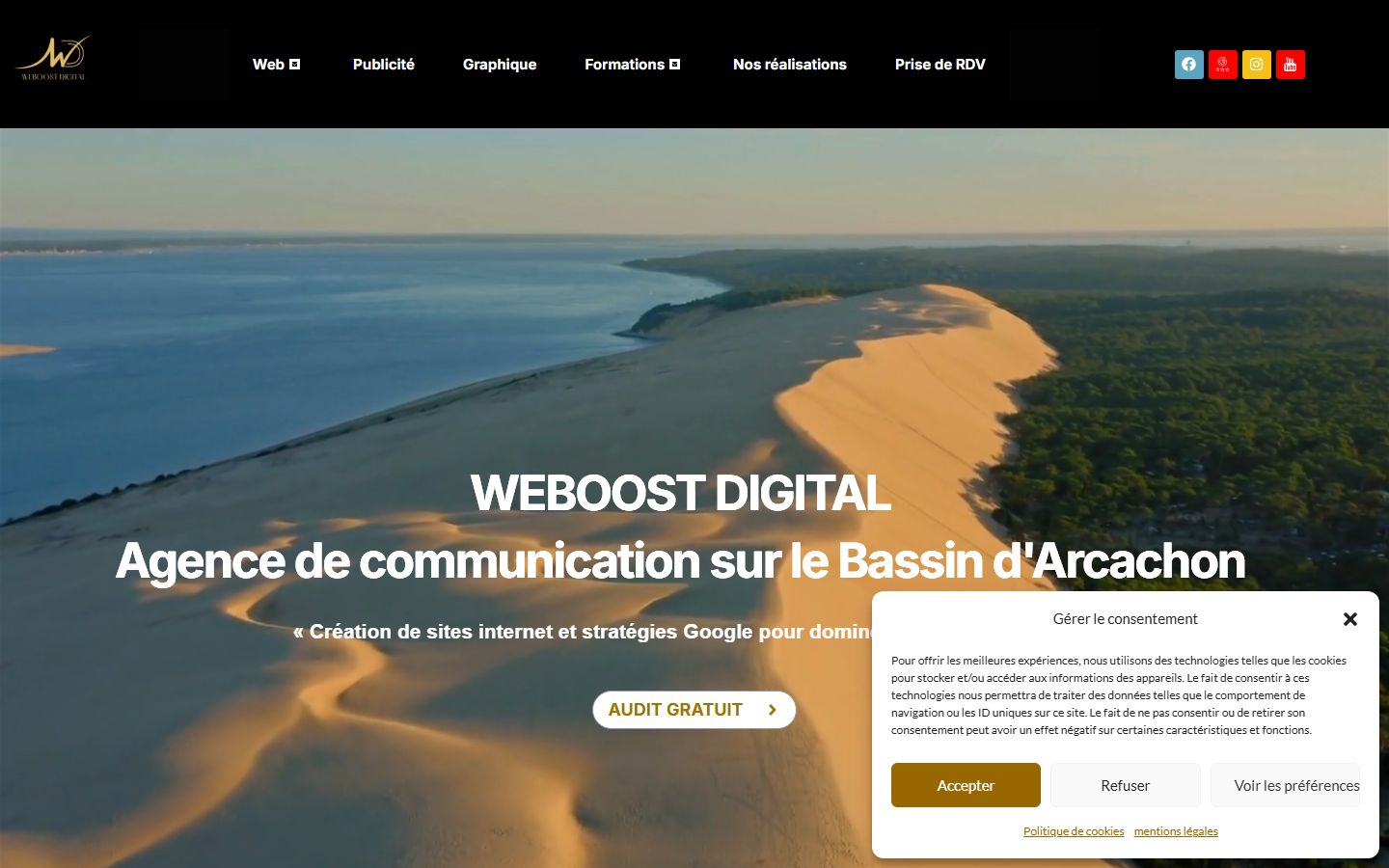 Aperçu du site de Weboost Digital