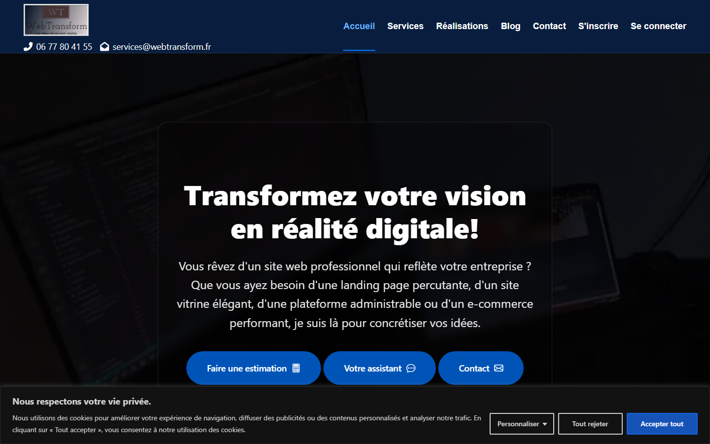 Aperçu du site de WEBTRANSFORM