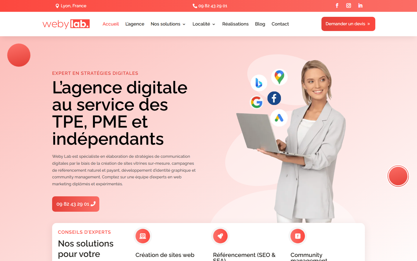 Aperçu du site de WEBY LAB