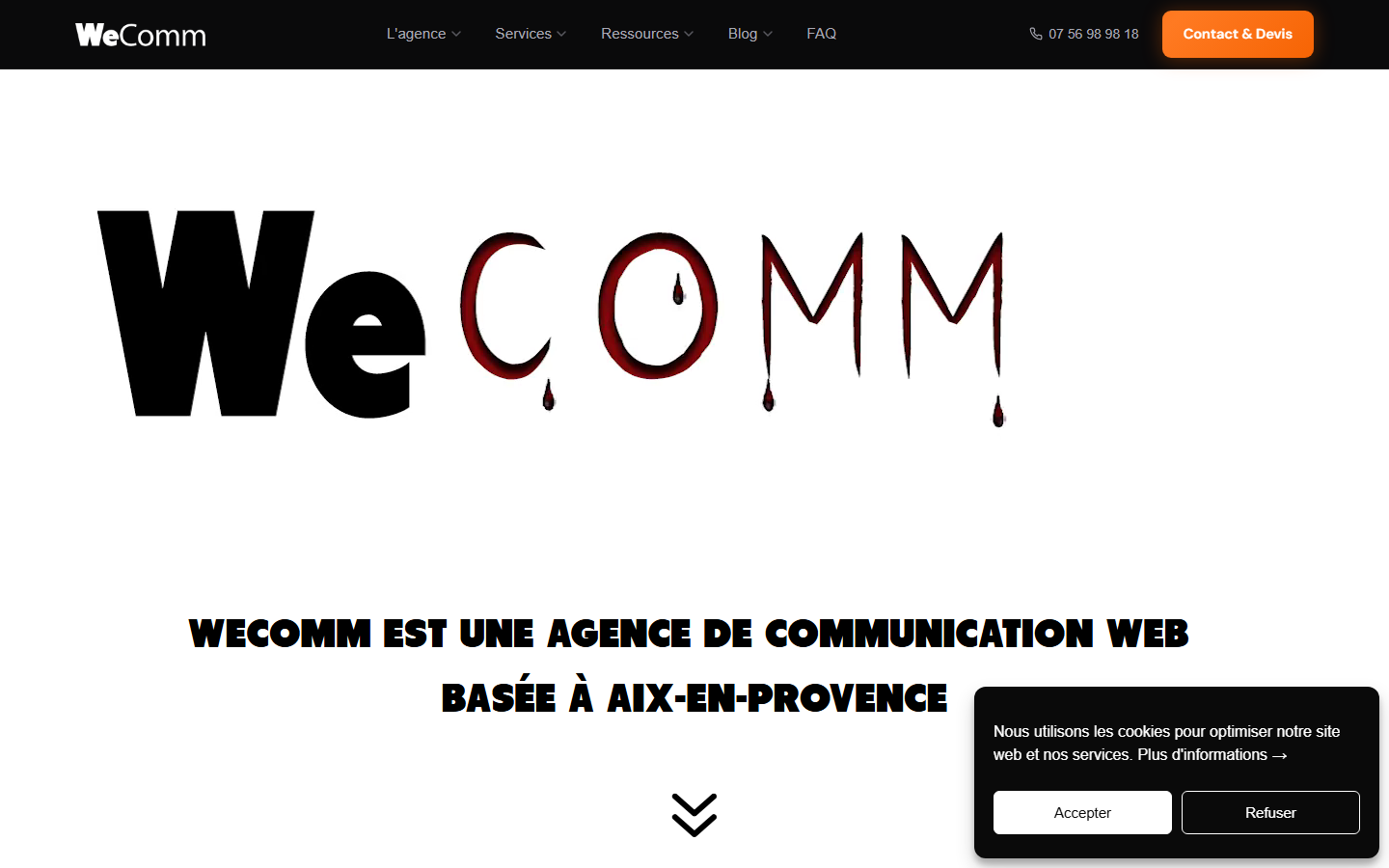 Aperçu du site de Wecomm