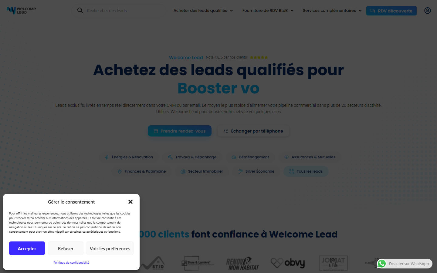 Aperçu du site de WELCOME LEAD
