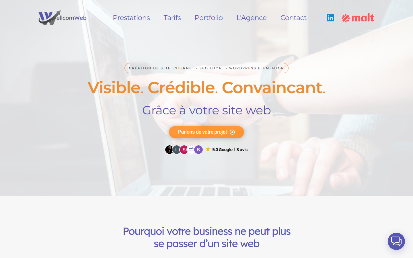 Aperçu du site de WellcomWeb