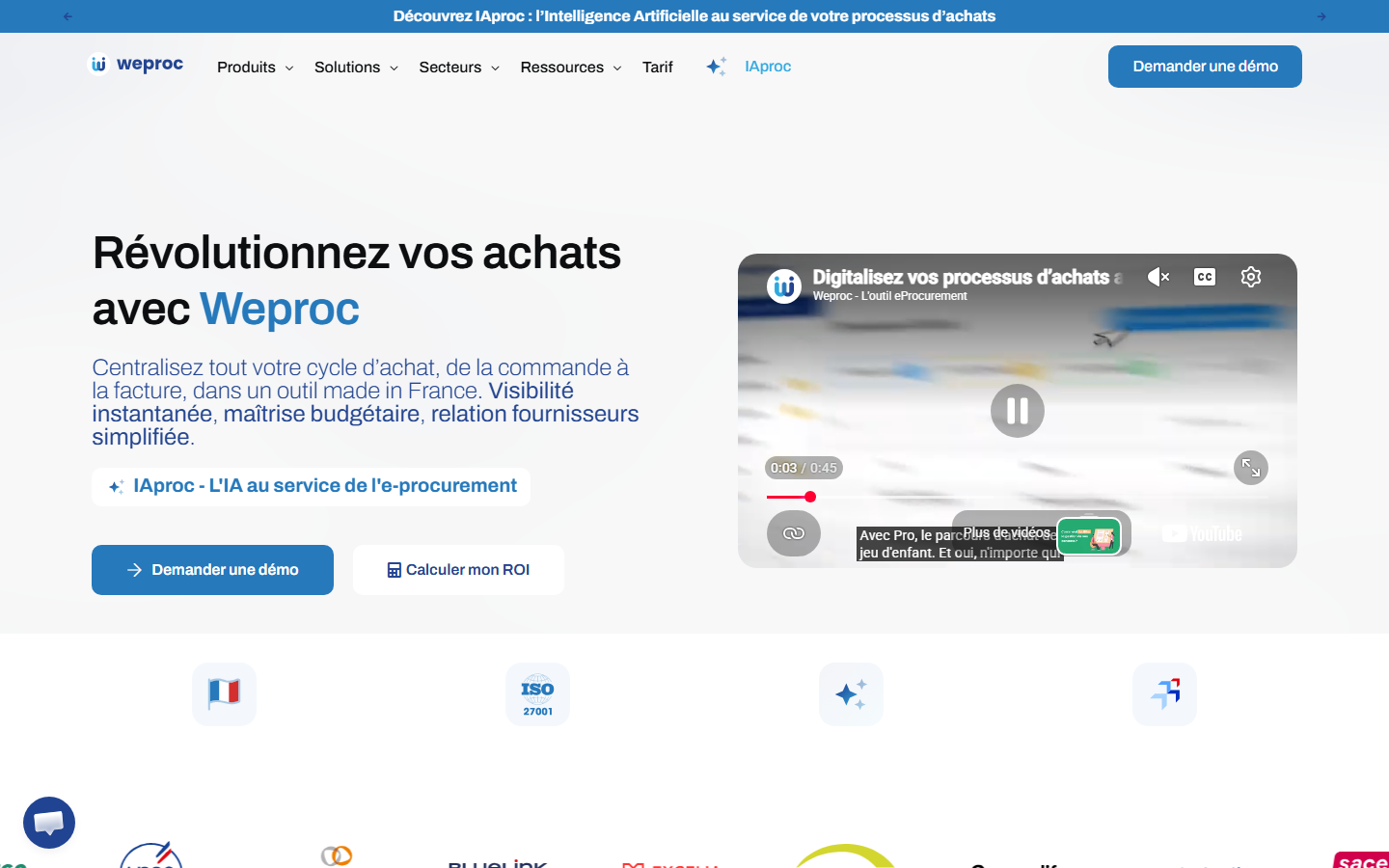 Aperçu du site de Weproc