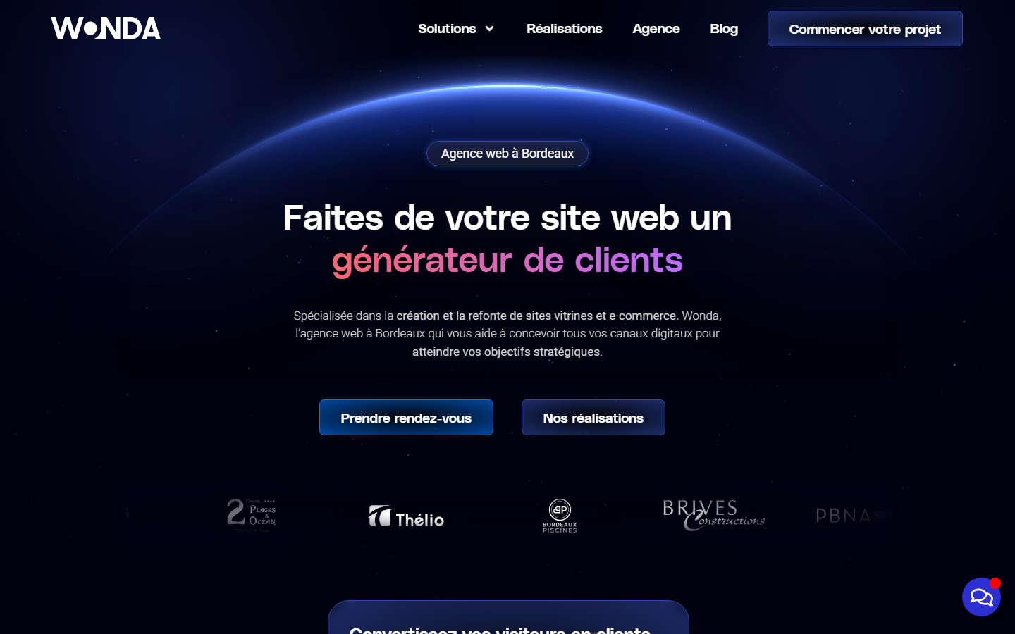 Aperçu du site de Wonda