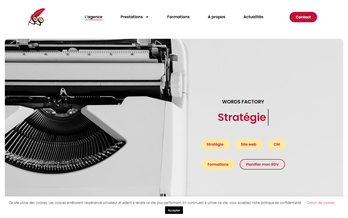 Aperçu du site de Words Factory
