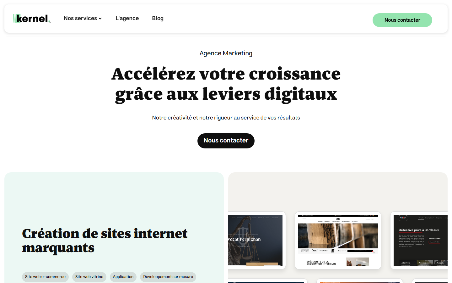 Aperçu du site de Kernel