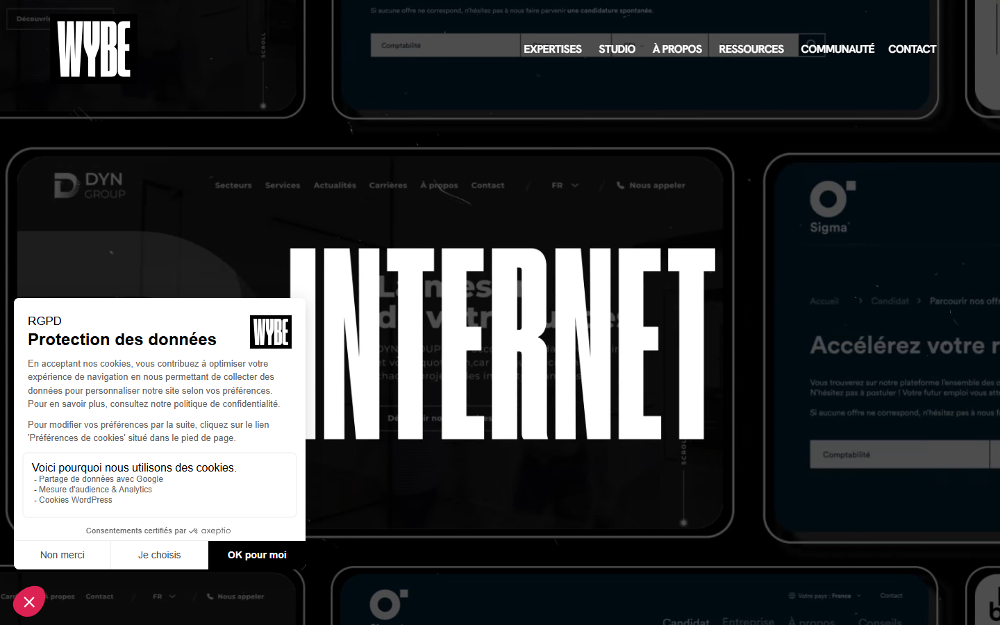 Aperçu du site de WYBE
