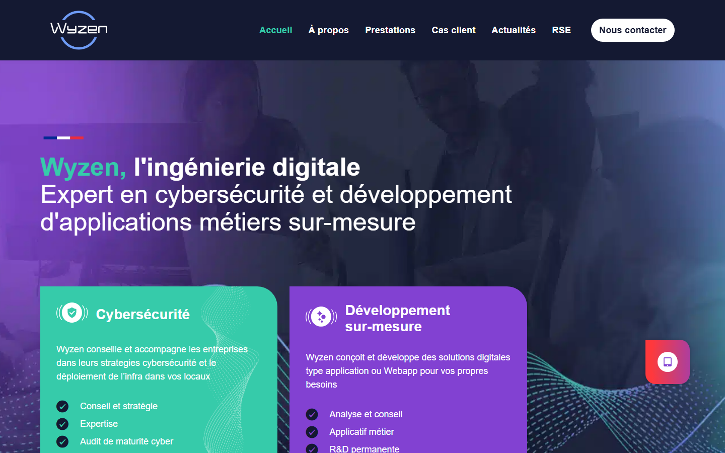 Aperçu du site de Wyzen