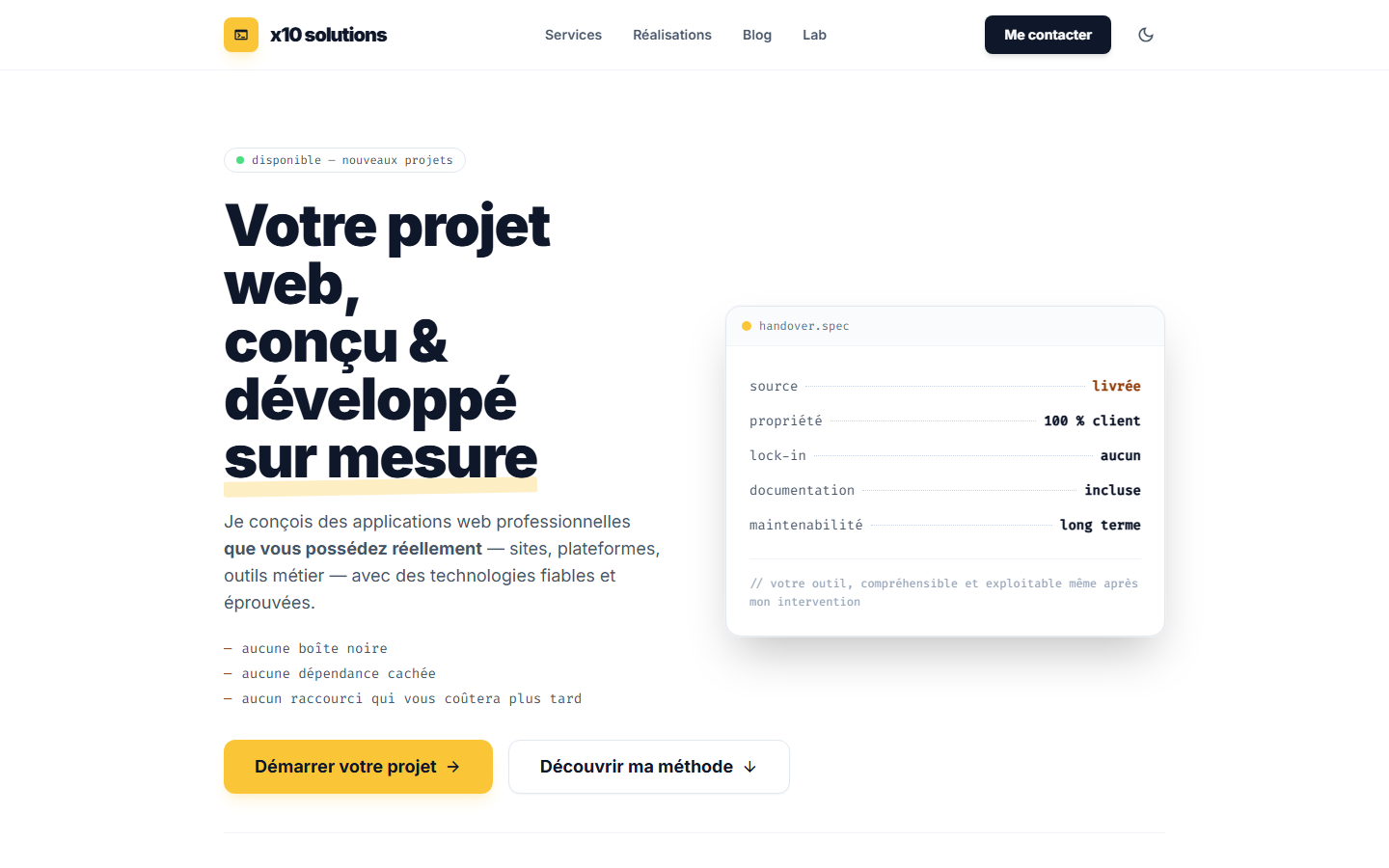 Aperçu du site de X10