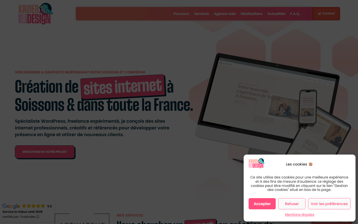 Aperçu du site de Xavier Mercier