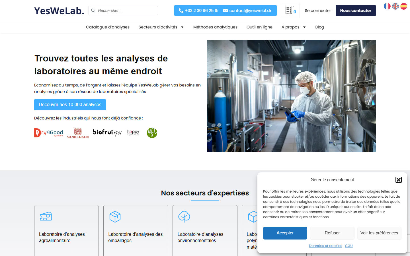 Aperçu du site de YESWELAB