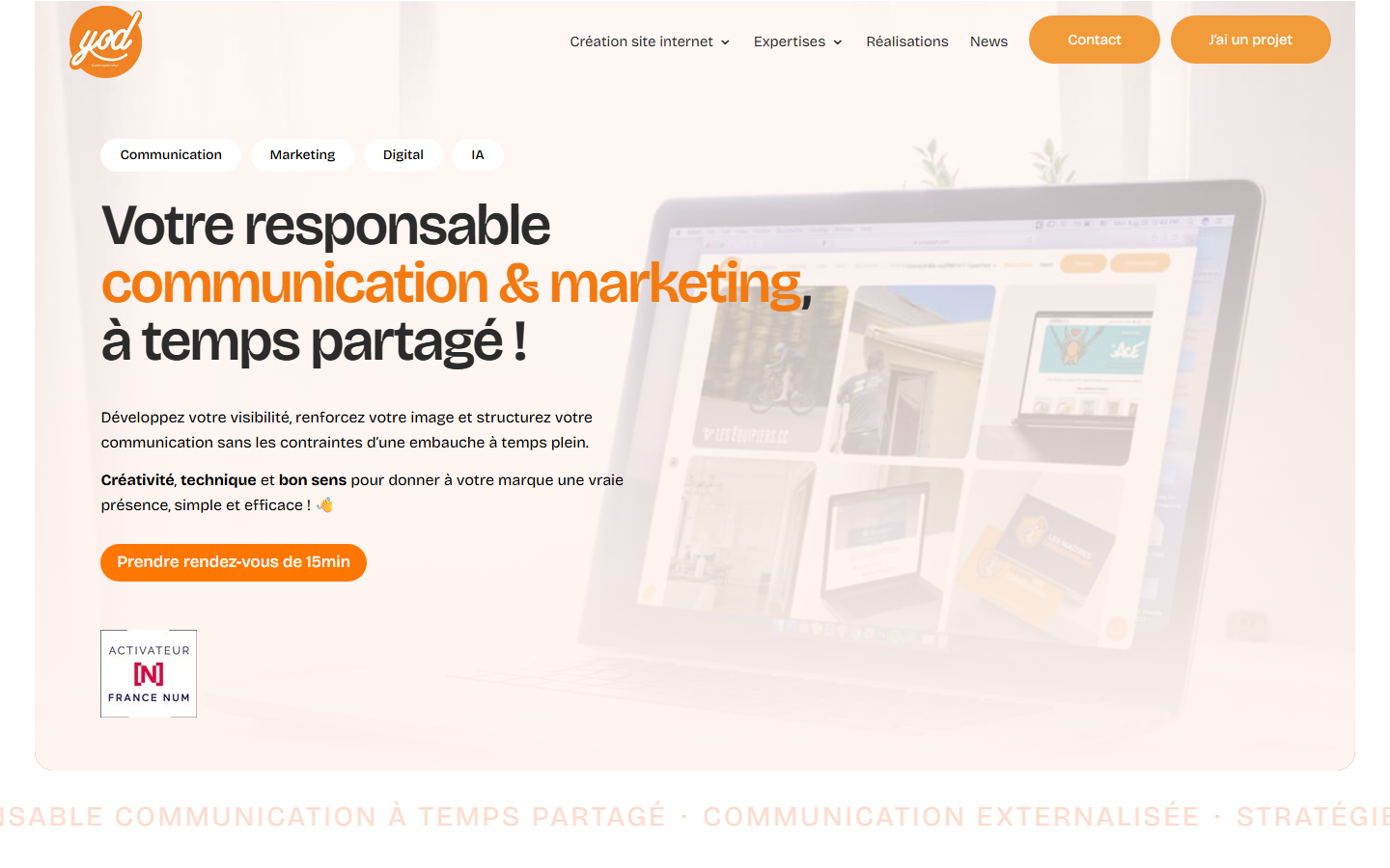 Aperçu du site de YoD Communication