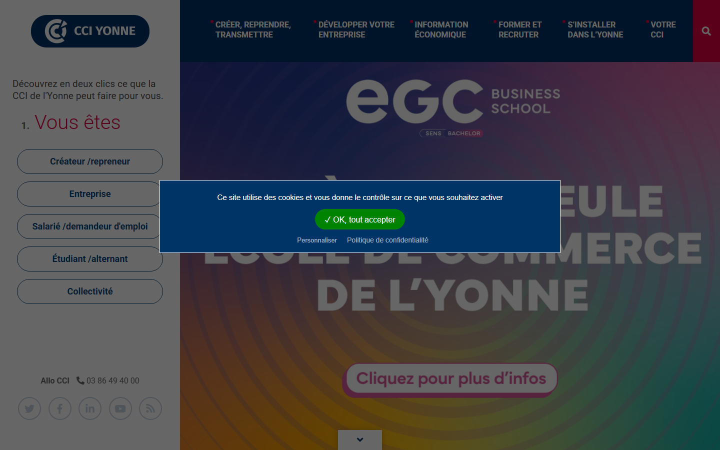 Aperçu du site de Chambre de commerce et d'industrie Yonne