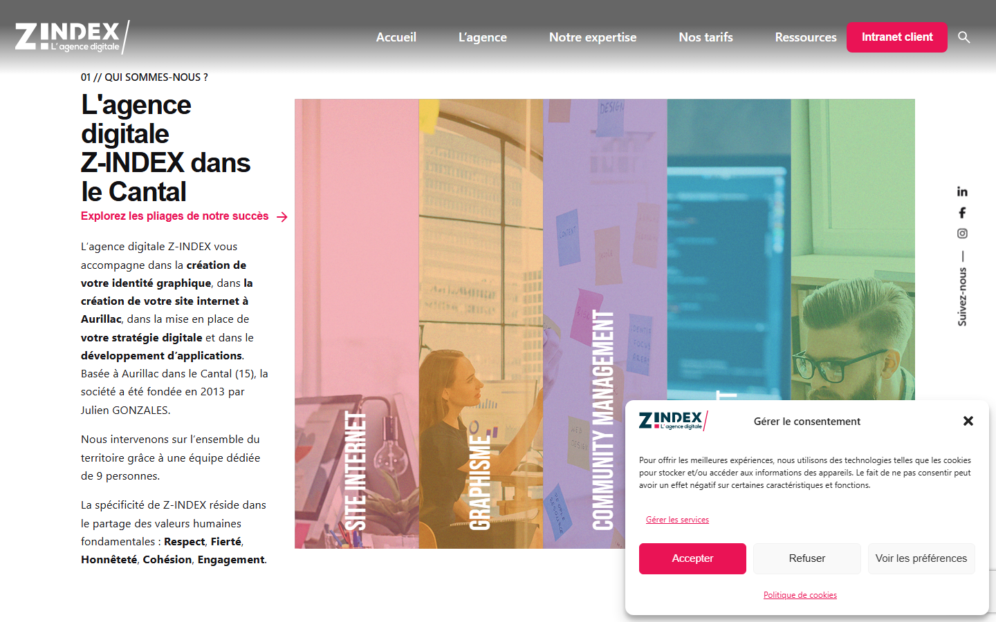 Aperçu du site de Z-index S.a.s.