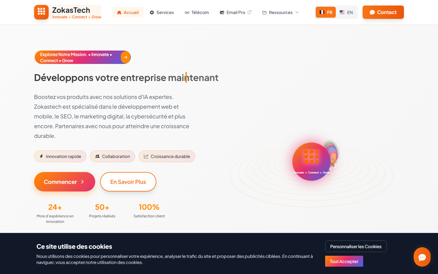 Aperçu du site de ZOKASTECH