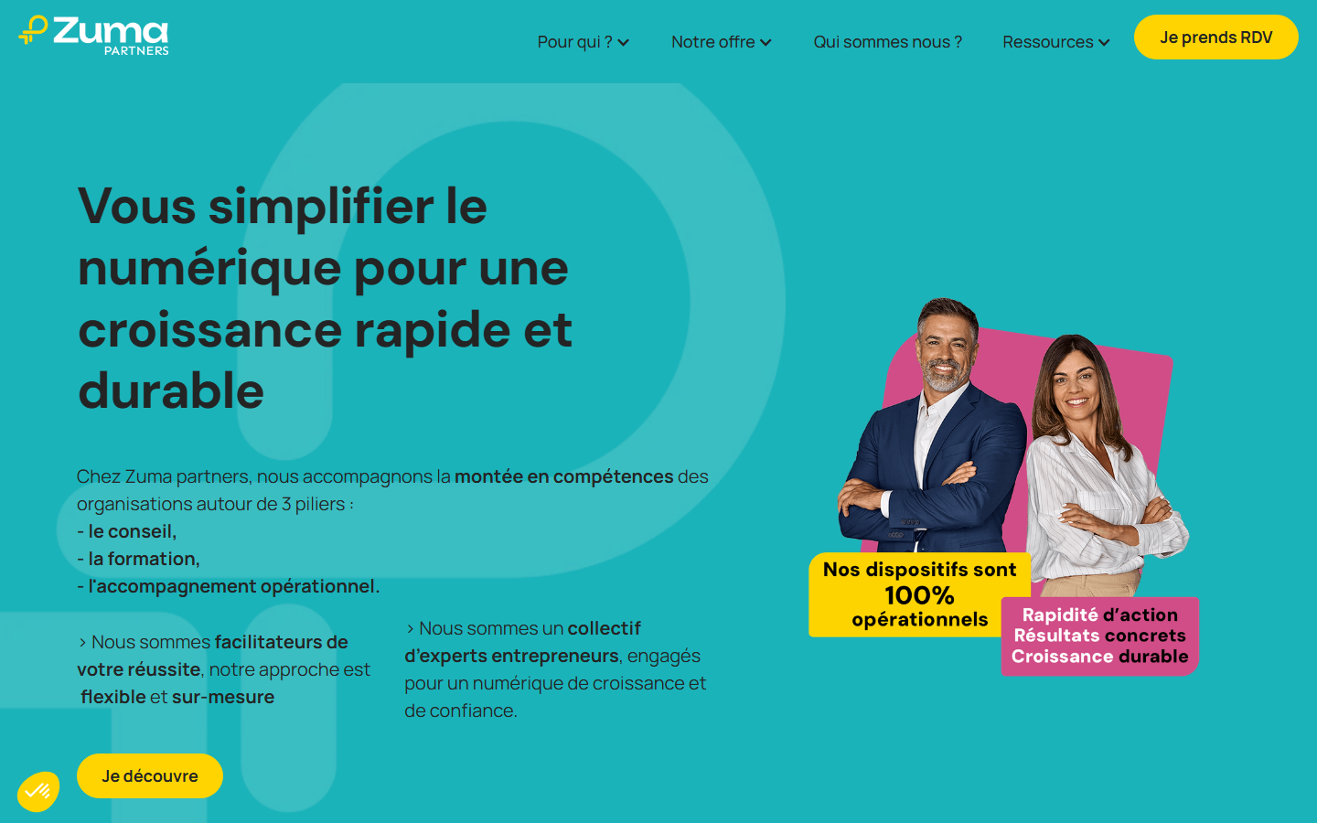 Aperçu du site de Zuma partners